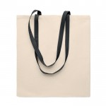 Bolsa de algodón de color natural con asas largas de colores 140 g/m2 color negro