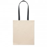 Bolsa de algodón de color natural con asas largas de colores 140 g/m2 color negro vista lateral