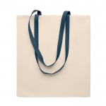 Bolsa de algodón de color natural con asas largas de colores 140 g/m2 color azul
