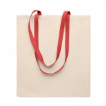 Bolsa de algodón de color natural con asas largas de colores 140 g/m2 color rojo