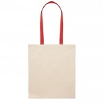 Bolsa de algodón de color natural con asas largas de colores 140 g/m2 color rojo vista lateral