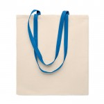 Bolsa de algodón de color natural con asas largas de colores 140 g/m2 color azul real