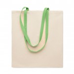 Bolsa de algodón de color natural con asas largas de colores 140 g/m2 color verde lima