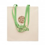 Bolsa de algodón de color natural con asas largas de colores 140 g/m2 color verde lima