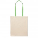 Bolsa de algodón de color natural con asas largas de colores 140 g/m2 color verde lima sexta vista