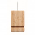 Cargador de bambú con soporte color madera quinta vista