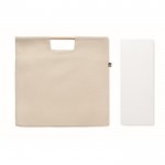 Bolsa de canvas con asas de bambú 360 g/m2 color beige primera vista