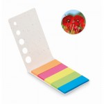 Notas adhesivas con tapa de semillas color blanco