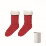 Calcetines antideslizantes estilo navideño color rojo