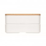Fiambrera doble con separador interno color blanco quinta vista