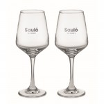 Dos copas de vino personalizadas color transparente vista principal