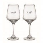 Dos copas de vino personalizadas color transparente vista principal