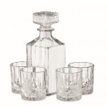 Vasos y botella de cristal de lujo color transparente