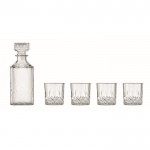 Vasos y botella de cristal de lujo color transparente primera vista