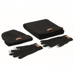Set de gorro, bufanda y guantes color negro