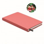 Libreta ecológica personalizada con semillas color rojo