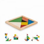Juego tangram de madera de colores color madera