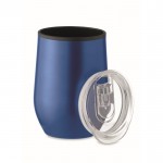 Vaso de acero de doble pared con tapa color azul