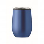 Vaso de acero de doble pared con tapa color azul cuarta vista