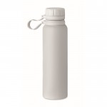 Botella térmica con tapa y asa de silicona color blanco