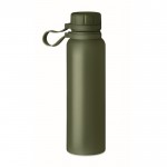 Botella térmica con tapa y asa de silicona color verde oscuro