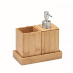 Set de accesorios para baño en bambú color madera