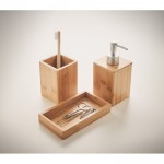 Set de accesorios para baño en bambú color madera vista detalle 2