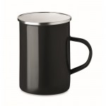 Taza de metal esmaltada de diseño vintage color negro