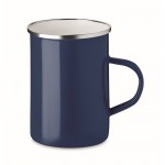 Taza de metal esmaltada de diseño vintage color azul