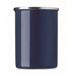 Taza de metal esmaltada de diseño vintage color azul tercera vista