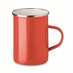 Taza de metal esmaltada de diseño vintage color rojo