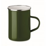 Taza de metal esmaltada de diseño vintage color verde