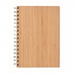 Libreta de anillas con tapa de bambú color madera cuarta vista