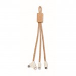 Cable de carga con tres conexiones color beige