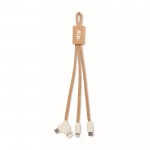 Cable de carga con tres conexiones color beige vista principal