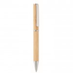 Bolígrafo de bambú con detalles en metal color madera