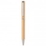 Bolígrafo de bambú con detalles en metal color madera tercera vista