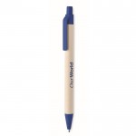 Bolígrafo ecológico con detalles a color color azul vista principal