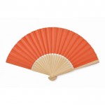 Abanico de bambú con papel a color color naranja