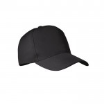 Gorra de béisbol de 5 paneles color negro