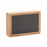 Altavoz inalámbrico con carga solar color madera primera vista