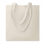 Bolsa de algodón ecológico con asas largas fabricada en EU 180 g/m2 color beige