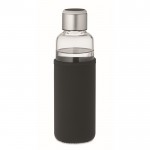 Botella de vidrio con aviso de hidratación color negro primera vista