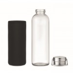 Botella de vidrio con asa plegable y funda color negro septima vista