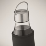 Botella de vidrio con tapa antifugas, asa y funda 500ml color transparente vista fotografía tercera vista