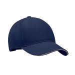 Gorra de béisbol con sarga gruesa de algodón bicolor 260 g/m2 color azul marino