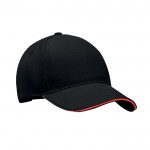 Gorra de béisbol con sarga gruesa de algodón bicolor 260 g/m2 color rojo