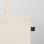 Bolsa de algodón de comercio justo con asas largas Fairtrade 140 g/m2 color beige vista fotografía tercera vista