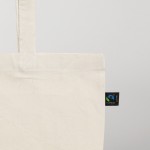 Bolsa de algodón de comercio justo con asas largas Fairtrade 180 g/m2 color beige vista fotografía tercera vista