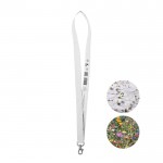 Lanyard de 20mm de papel reciclado con semillas de flores silvestres color blanco